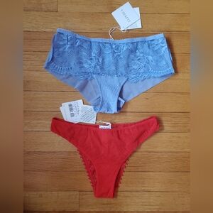 La Perla Blue and Red Lace Panties